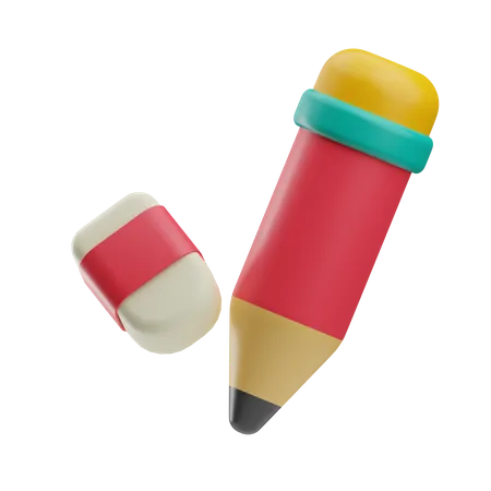 Bleistift und Radiergummi  3D Icon