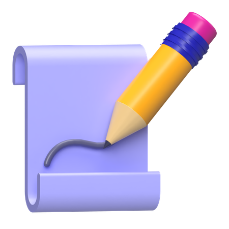 Bleistift und Rollenpapier  3D Icon