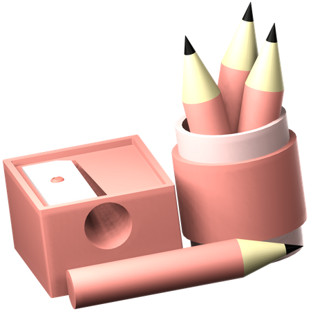 Bleistift und Anspitzer  3D Icon