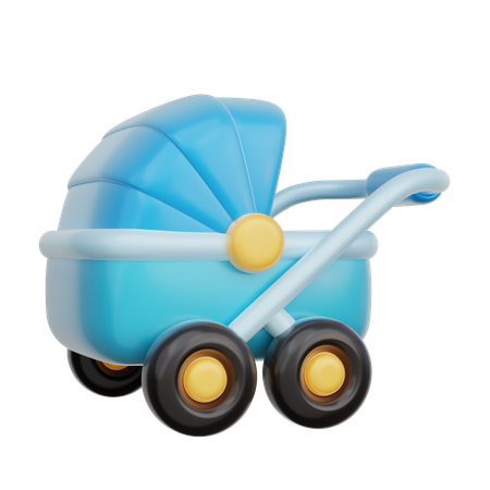 Poussette bébé bleue  3D Icon