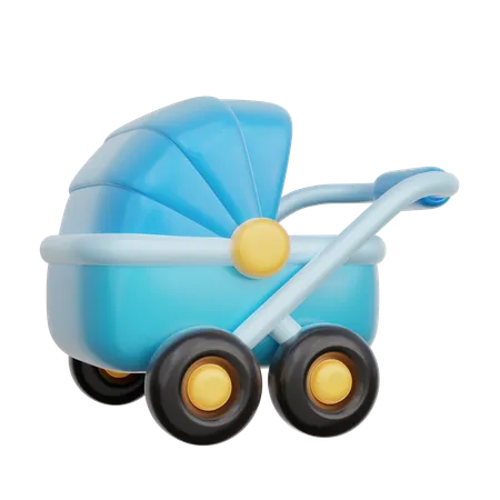 Poussette bébé bleue  3D Icon