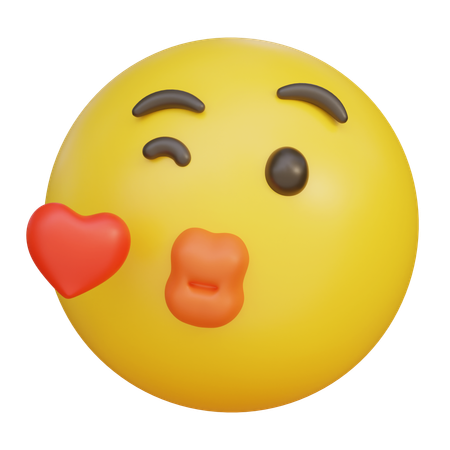 Blinking With Kissing Lips Face Emoji  3D Icon