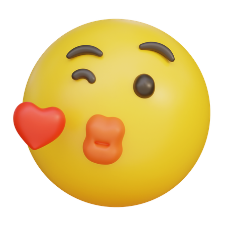 Blinking With Kissing Lips Face Emoji  3D Icon