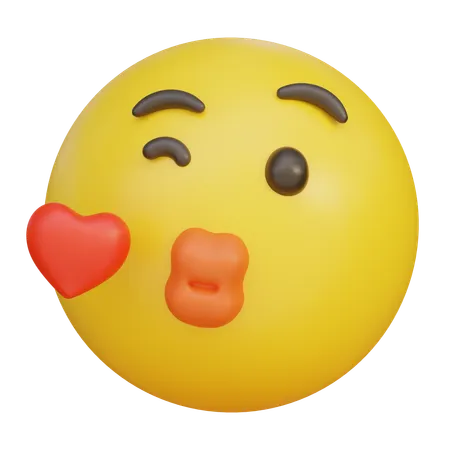Blinking With Kissing Lips Face Emoji  3D Icon