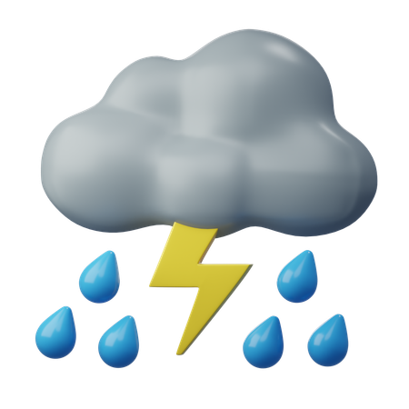 Gewitterregen und bewölkt  3D Icon