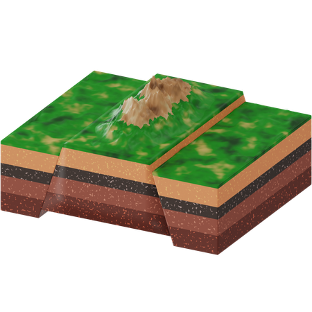Montagnes de blocs de failles dans la croûte terrestre  3D Icon