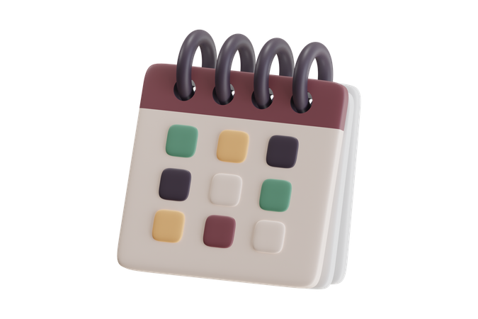 Bloc de notas con calendario estilizado  3D Icon