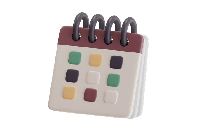 Bloc de notas con calendario estilizado  3D Icon