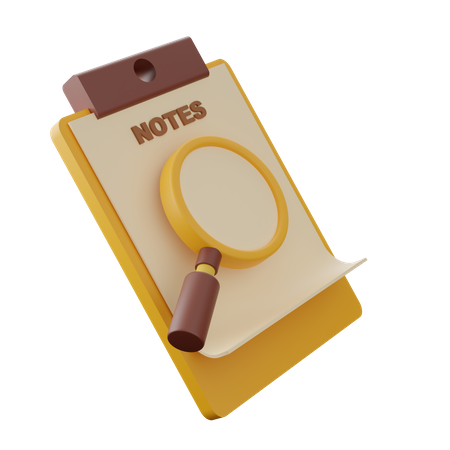 Bloc-notes avec loupe  3D Icon