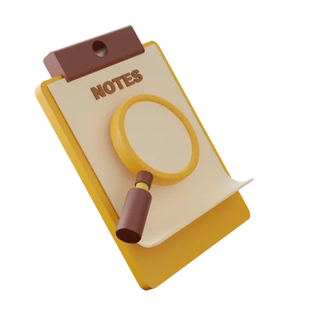 Bloc-notes avec loupe  3D Icon