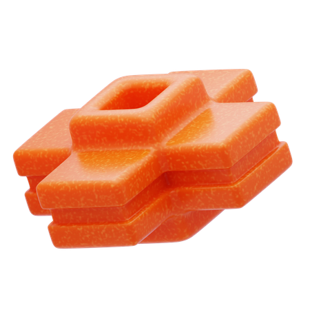 Bloc orange en couches de résine plastique  3D Icon