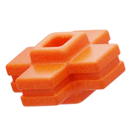 Bloc orange en couches de résine plastique  3D Icon