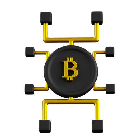 Block Chain Bit Coin  3D Icon