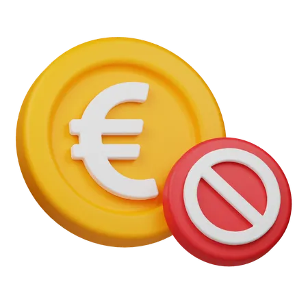 Block-Euro-Münze  3D Icon