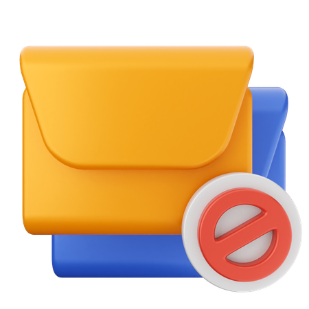 Block Mail Message  3D Icon