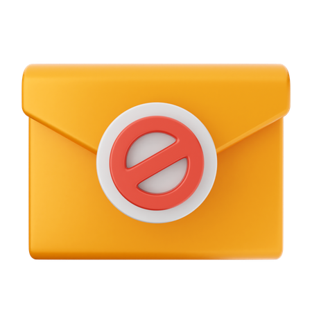 Block Mail Message  3D Icon