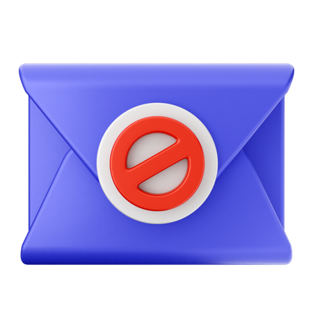 Block Mail Message  3D Icon