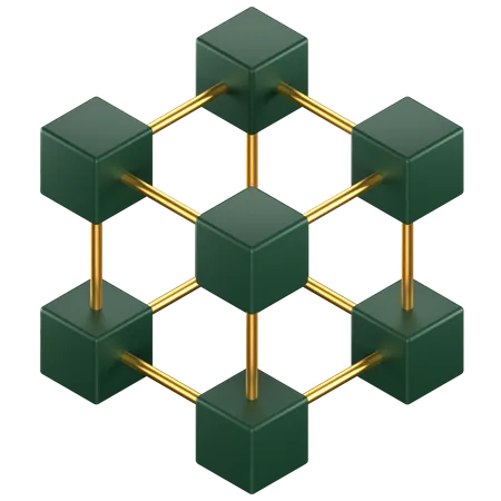 3 D Icon Of A Green Blockchain Symbol 3D Icon