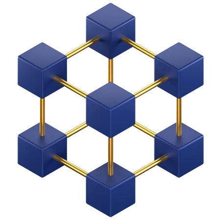 3 D Icon Of A Blue Blockchain Symbol 3D Icon