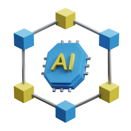 Blockchain Artificial Intelligence  3D Icon