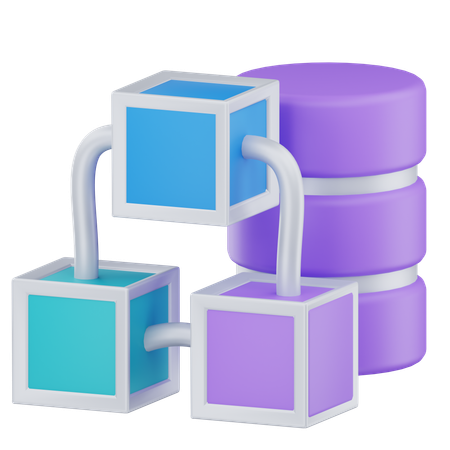ブロックチェーンデータベース  3D Icon