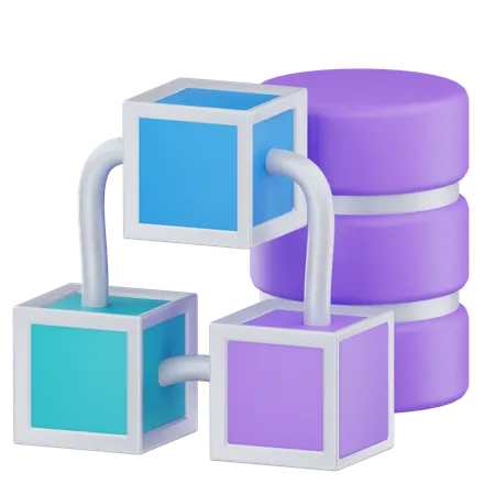 ブロックチェーンデータベース  3D Icon
