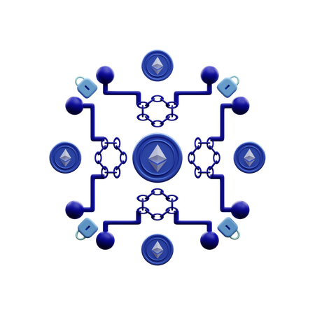 Blockchain Ethereum seguro  3D Icon