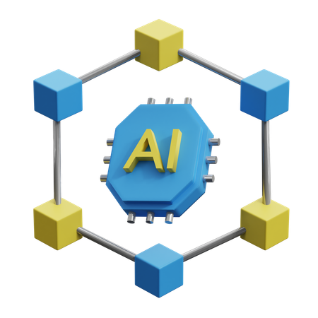 Blockchain Inteligência Artificial  3D Icon