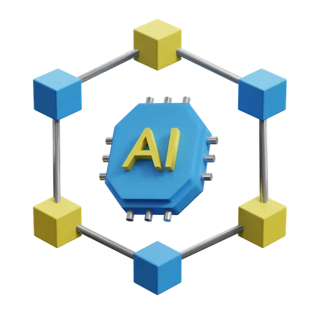 Blockchain Inteligência Artificial  3D Icon