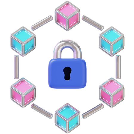 Blockchain Lock  3D Icon