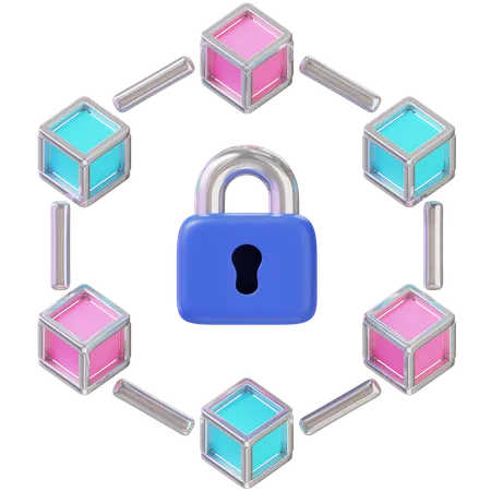 Blockchain Lock  3D Icon