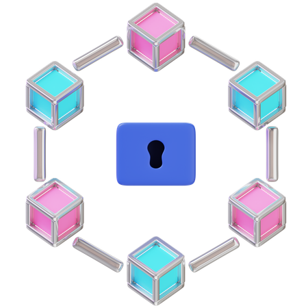 Blockchain Lock  3D Icon