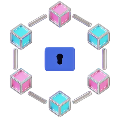 Blockchain Lock  3D Icon