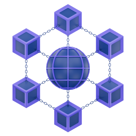 Blockchain Network Icon  3D Icon