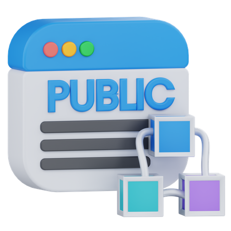 Blockchain público  3D Icon