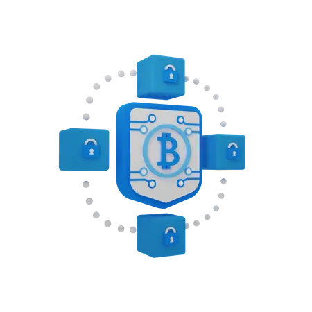Blockchain Security 3D Illustration