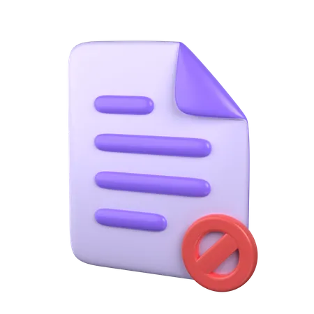 Blocked Document  3D Icon