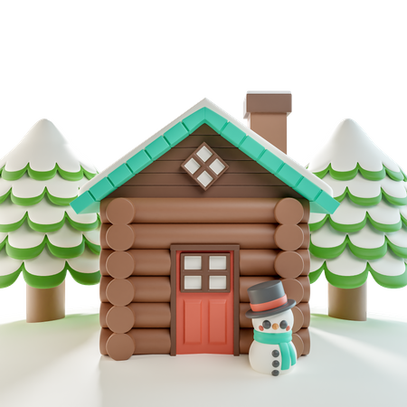 Blockhaus Schnee  3D Icon