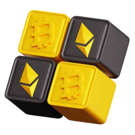 Bloco bitcoin ethereum  3D Icon