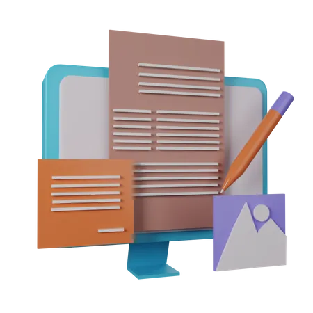 Blogging  3D Illustration