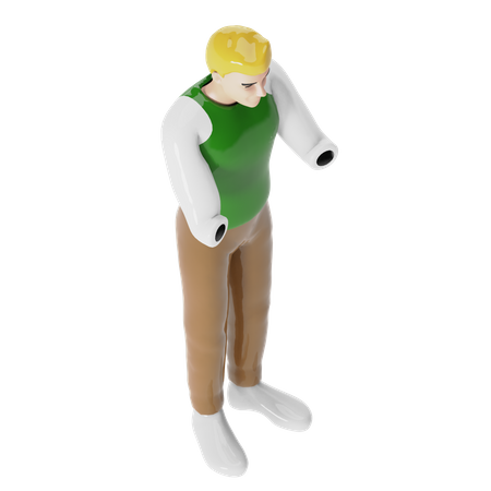 Blonde Handicapped Man  3D Illustration