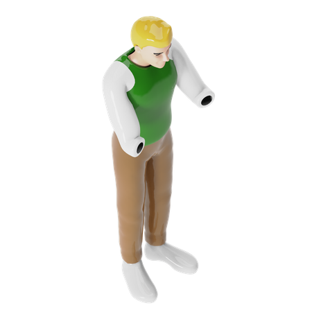 Blonde Handicapped Man 3D Illustration