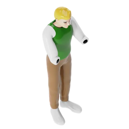Blonde Handicapped Man  3D Illustration