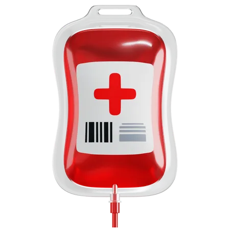 3 D Blood Bag Isolated On Transparent Background Blood Pack For Transfusion Blood Donation Cartoon Concept 3 D Illustration PNG File 3D Icon
