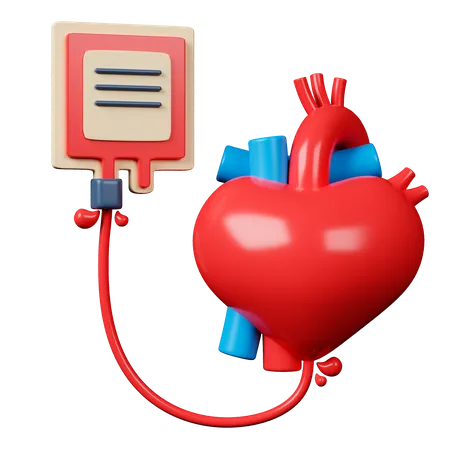 Blood Bag And Heart 3 D Icon 3D Icon