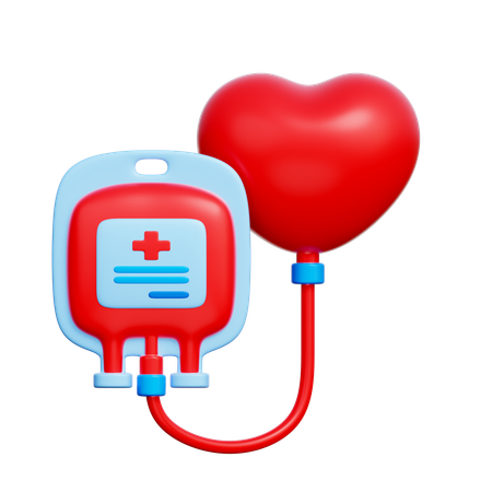 Blood Bag with Heart Balloon  3D Icon