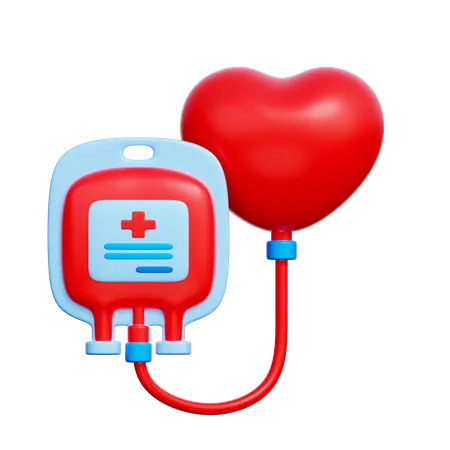 Blood Bag with Heart Balloon  3D Icon