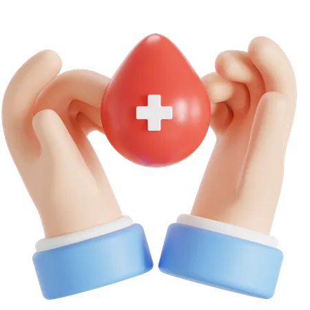 Blood Care With Hand Gesture 3D Icon