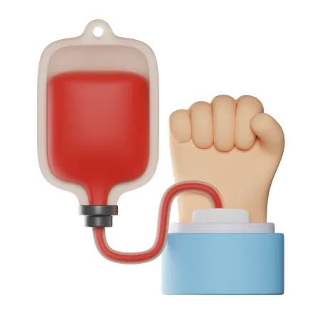 Blood Donation With Hand  3D Icon