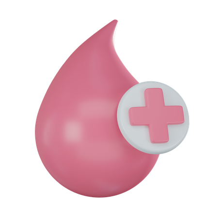 Blood Drop With Red Cross  3D Icon